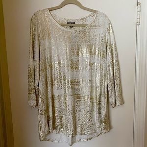 Jm Collection Plus Size Metallic-Print Top